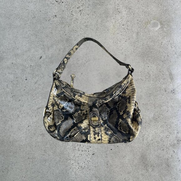 2000s Snakeskin print leather shoulder bag - Picture 1 of 8